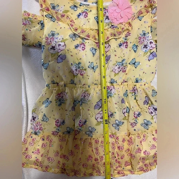 Little Las 2 piece Fancy set blouse and pants Yellow/Blue with Daisy Ruffles - Picture 15 of 15